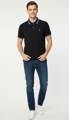 Bearbenz Solid Men Polo Neck Reversible Black T-Shirt