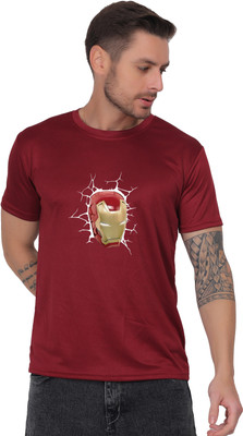SaurabhEcomX Printed Men Round Neck Maroon T-Shirt