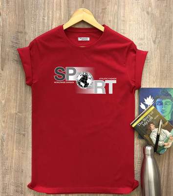 Magneto Graphic Print Men Round Neck Red T-Shirt