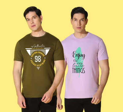 WOOSTRO Typography Men Round Neck Multicolor T-Shirt