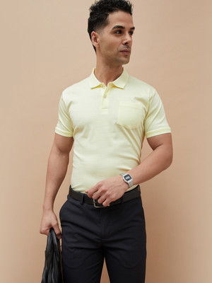 CODE by Lifestyle Solid Men Round Neck Yellow T-Shirt