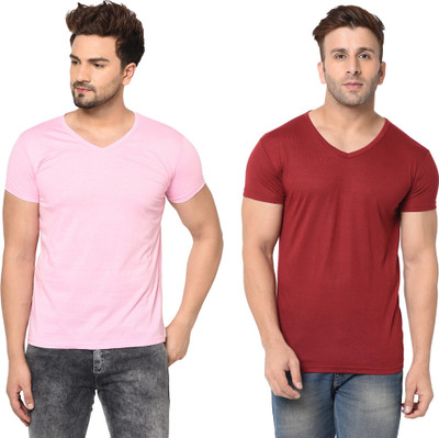 Tresna Fab Solid Men V Neck Multicolor T-Shirt