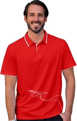 Fighterhero Printed, Self Design Men Polo Neck Red T-Shirt