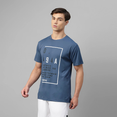 DIDA Printed Men Round Neck Blue T-Shirt