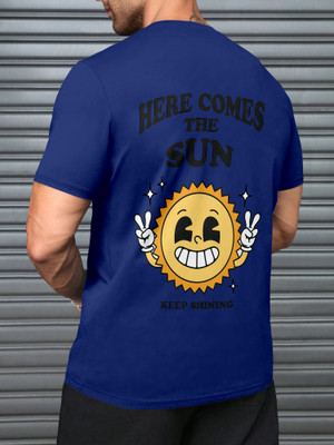 Triptee Printed Men Round Neck Dark Blue T-Shirt