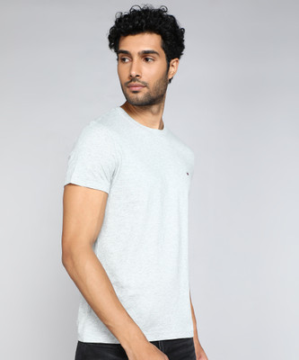 TOMMY HILFIGER Solid Men Crew Neck Grey T-Shirt