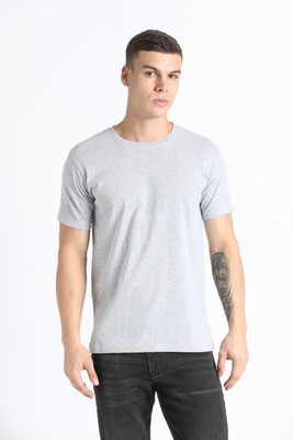 Redyez Solid Men Round Neck Grey T-Shirt
