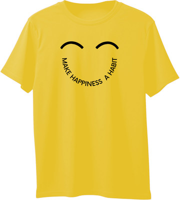 VIRAJ VINTAGE Graphic Print Men Round Neck Yellow T-Shirt