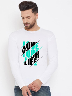 LV CARE Printed Men Round Neck White T-Shirt