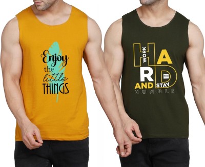 WOOSTRO Typography Men Scoop Neck Yellow, White, Dark Green T-Shirt