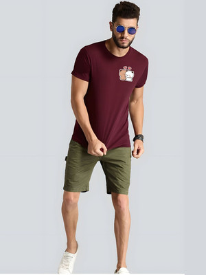 SZN Graphic Print Men Round Neck Maroon T-Shirt