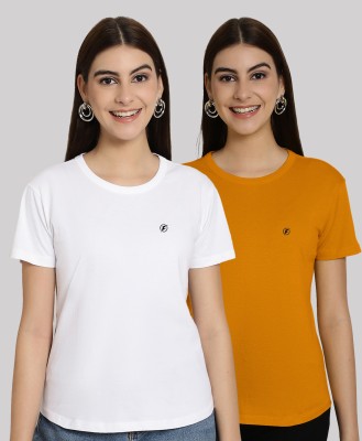 FRISKERS Solid Women Mandarin Collar Multicolor T-Shirt