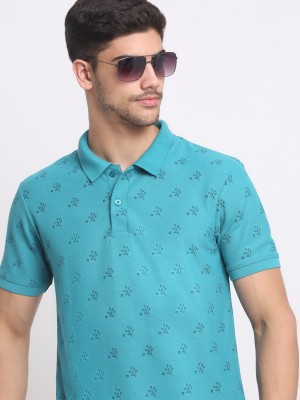 Affordable AF Printed Men Polo Neck Green T-Shirt