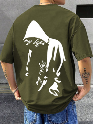 TripBroz Printed Men Round Neck Green T-Shirt
