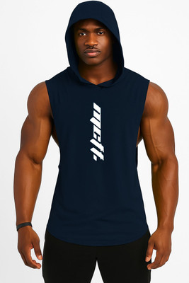 RMLKN Printed Men Hooded Neck Blue T-Shirt