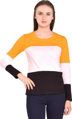Trendfull Colorblock Women Round Neck Multicolor T-Shirt