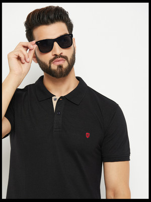 METRONAUT Solid Men Polo Neck Black T-Shirt
