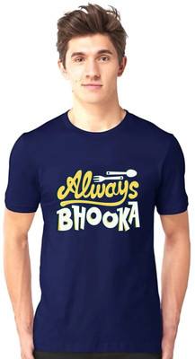 Tee Gallery Typography Men Round Neck Dark Blue T-Shirt