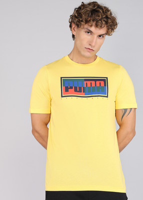 PUMA Printed Men Crew Neck Yellow T-Shirt