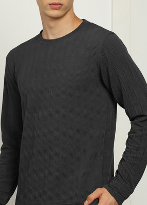 FUBAR Self Design Men Round Neck Grey T-Shirt