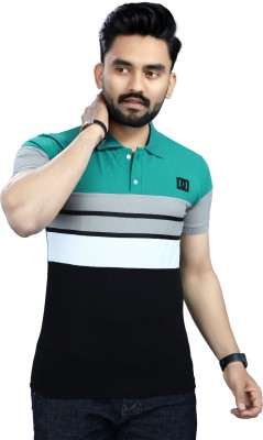 Lonaxa Striped Men Polo Neck Reversible Multicolor T-Shirt