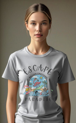 Millionemotions Graphic Print Women Round Neck Grey T-Shirt