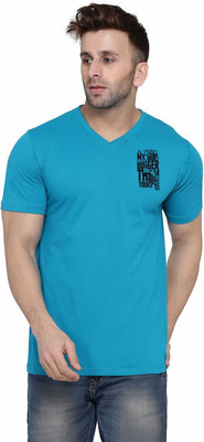Lawful Casual Graphic Print Men V Neck Light Green T-Shirt