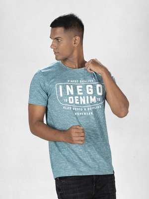 INEGO Printed Men Round Neck Green T-Shirt