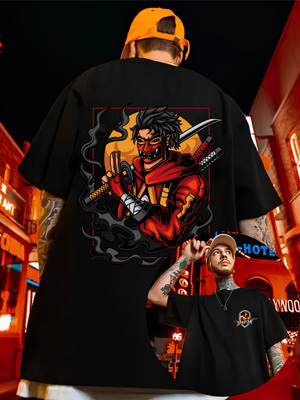 BUKKL Printed, Typography Men Round Neck Black T-Shirt