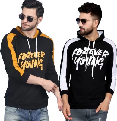 Bhadawar creations Printed Men Hooded Neck Black T-Shirt