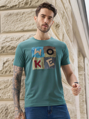 Status Quo Printed Men Round Neck Light Green T-Shirt