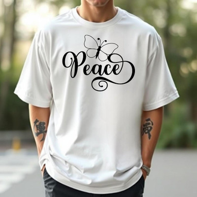 goodsign Typography Men Round Neck White T-Shirt