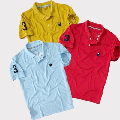 Bliss Bell Solid Men Polo Neck Multicolor T-Shirt
