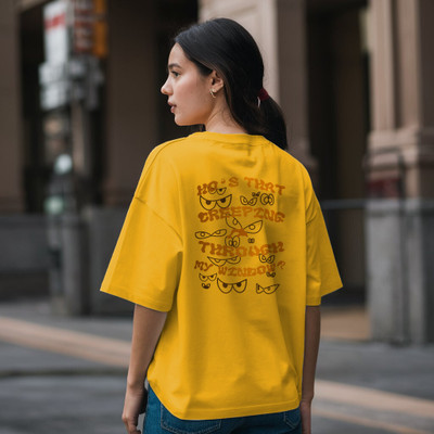 LcyFlame Printed Women Round Neck Yellow T-Shirt