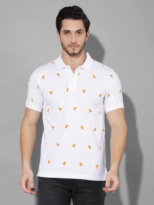 Canary London Printed Men Polo Neck White T-Shirt