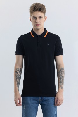 Snitch Solid Men Polo Neck Black T-Shirt