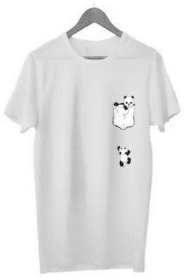 SAHAL FASHION Printed Men Round Neck White T-Shirt