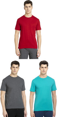JOCKEY Solid Men Round Neck Grey, Light Green, Red T-Shirt
