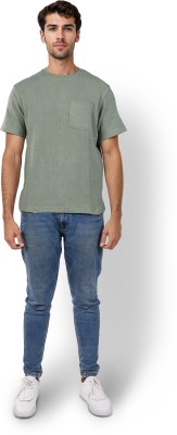 Celio Solid Men Round Neck Green T-Shirt