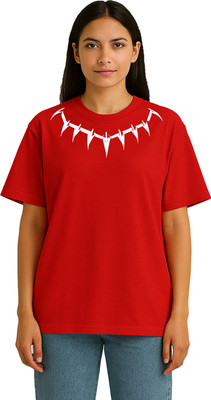 Buddy Collection Graphic Print Women Round Neck Red T-Shirt