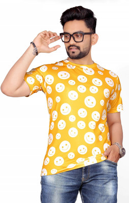 UD FABRIC Striped Men Round Neck Yellow T-Shirt