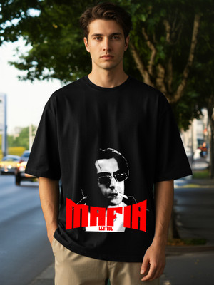 Leotude Printed Men Round Neck Black T-Shirt