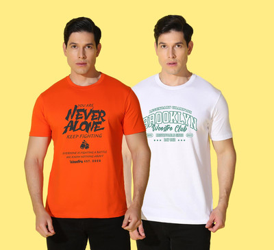 WOOSTRO Printed Men Round Neck Multicolor T-Shirt