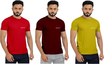 INDICLUB Solid Men Round Neck Multicolor T-Shirt