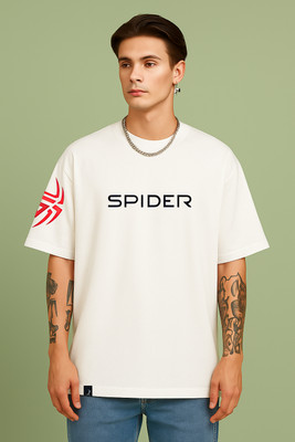 DESIREBEL Printed Men Round Neck White T-Shirt
