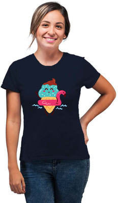 SmarTee Street Printed Women Round Neck Blue T-Shirt