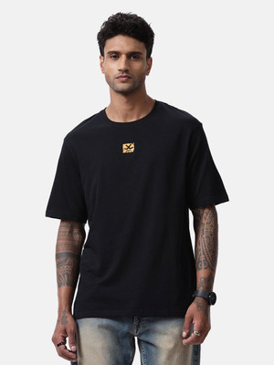 WROGN Printed Men Round Neck Black T-Shirt