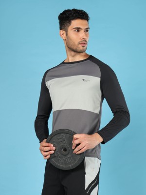 TECHNOSPORT Printed Men Round Neck Grey T-Shirt