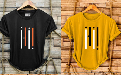 FASHLOOK Printed Men Round Neck Multicolor T-Shirt