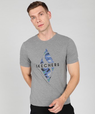 Skechers Printed Men Crew Neck Grey T-Shirt